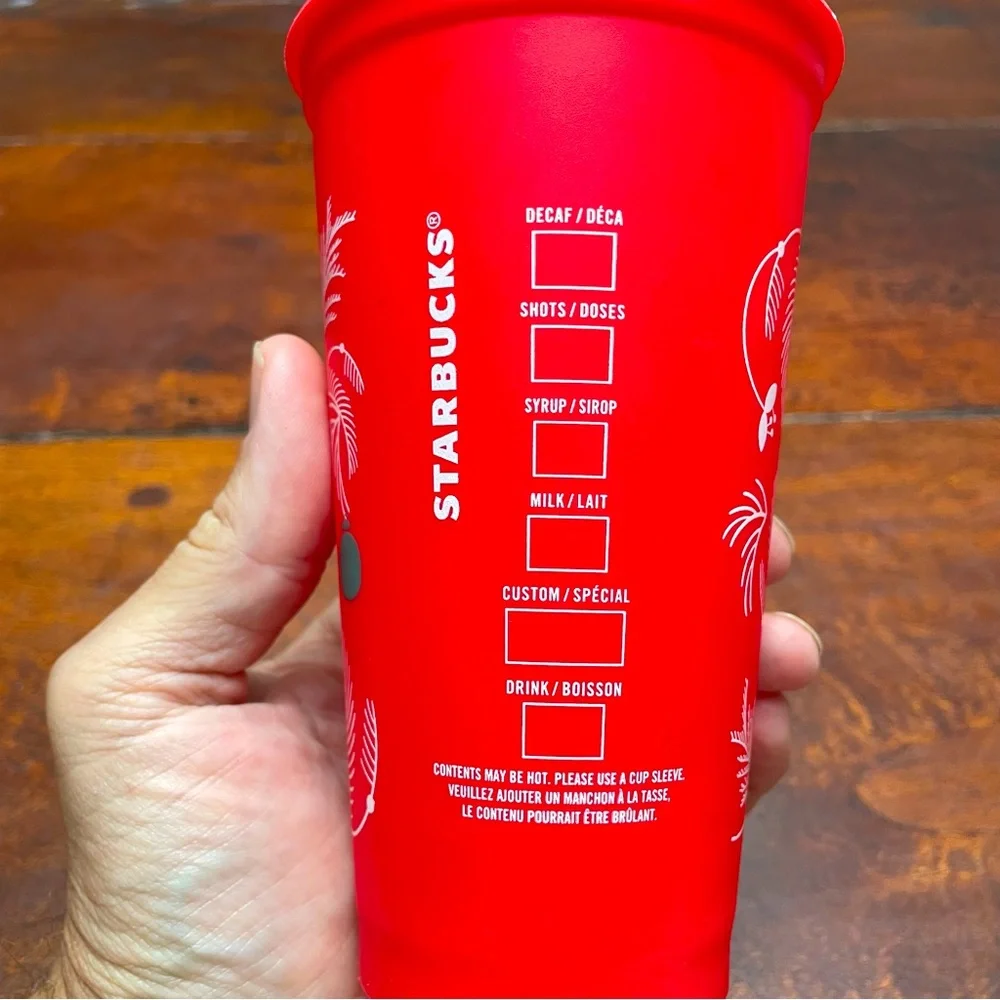 Starbucks Holiday/Christmas Red Plastic 16oz Travel Tumblers w/ Lid x3